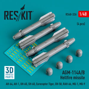 1/48 - AGM-114A/B "Hellfire" missiles (4 pcs) (3D Printed)