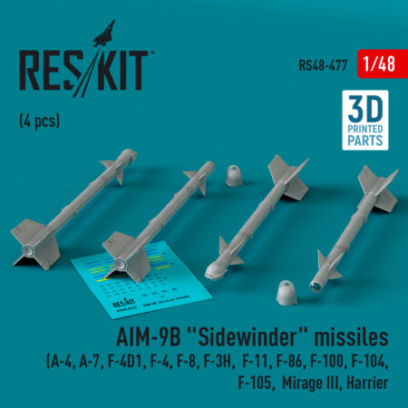 1/48 - AIM-9B "Sidewinder" missiles (4 pcs) (3D Printed)