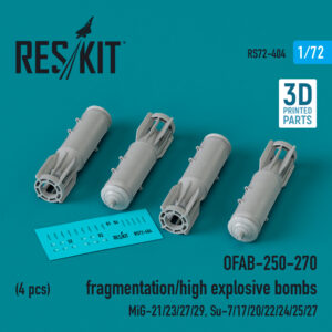 1/72 - OFAB-250-270 fragmentation/high explosive bombs (4 pcs) (3D Printed)