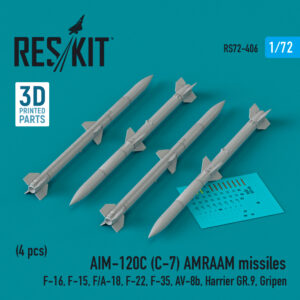 1/72 - AIM-120C (C-7) AMRAAM missiles (4 pcs) (3D Printed)